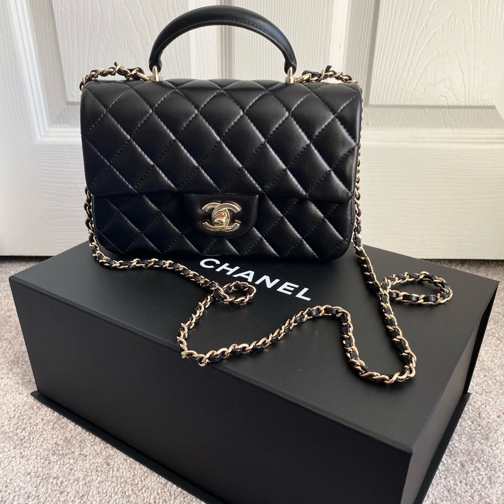 FULL SET - CHANEL Mini Rectangular Bag with Top Handle (with Champagne Gold HW)